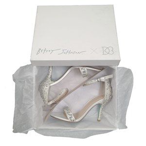 NEW David's Bridal Betsey Johnson Shoes! Metallic Stiletto Heels With Crystals